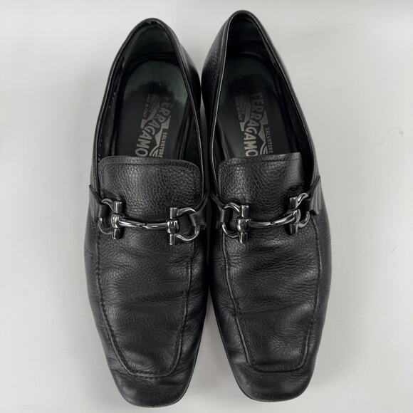 Salvatore E Ferragamo Black Horse Bit Loafer Dress Shoes Vibram Mens 10 main image 9